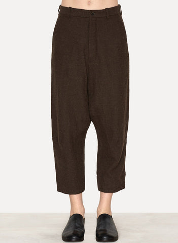 Marron Linen Alpaca Tailored Baggy Pants