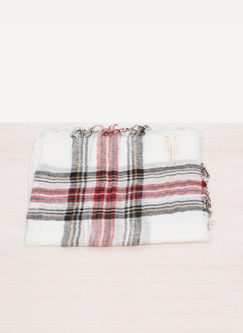 HX017_BOB4 Linen Tartan Scarf