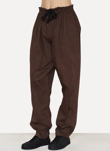 Brown Daim Cotton Wide Pant