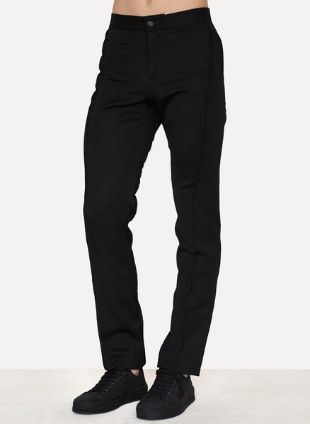 Black Virgin Wool Twisted Seam Trousers