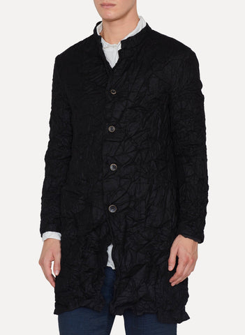 Black Milled Silk Cashmere Pocket Coat