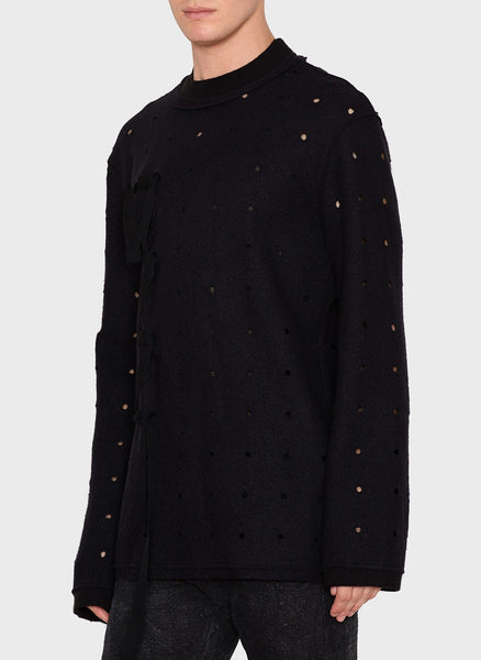 Black Virgin Wool Blend Perforated Sweater Wonka