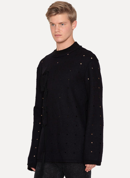 Black Virgin Wool Blend Perforated Sweater Wonka