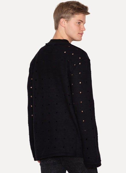 Black Virgin Wool Blend Perforated Sweater Wonka