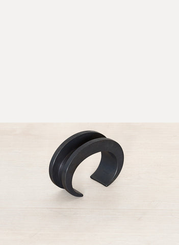 Silver Oxidized Crescent Channel Bracelet (30mm)