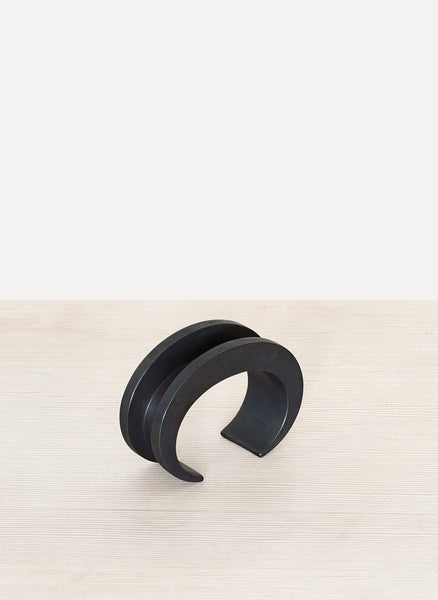 Silver Oxidized Crescent Channel Bracelet (30mm)