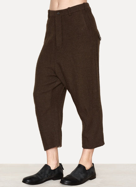 Marron Linen Alpaca Tailored Baggy Pants