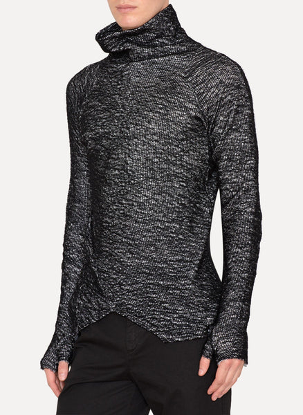 Charcoal Wool Knit Turtleneck Pullover