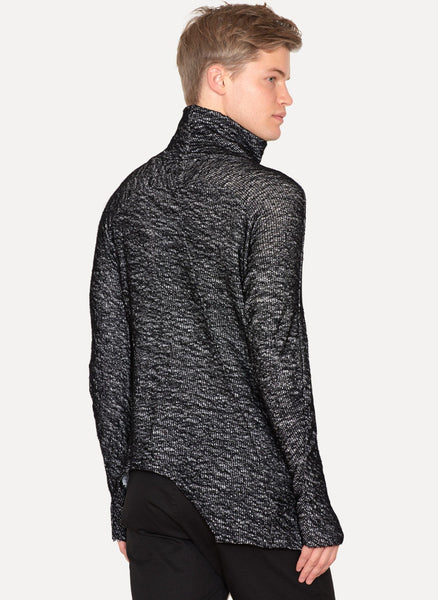 Charcoal Wool Knit Turtleneck Pullover