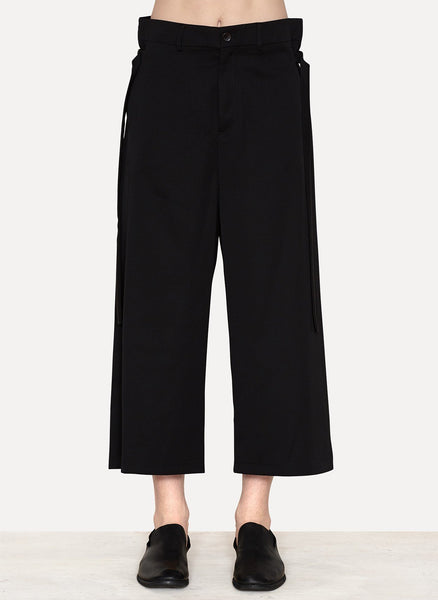 Coal Wool Gabardine Wide Trousers Ponti