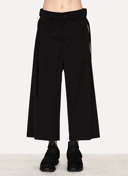 Coal Wool Gabardine Wide Trousers Ponti