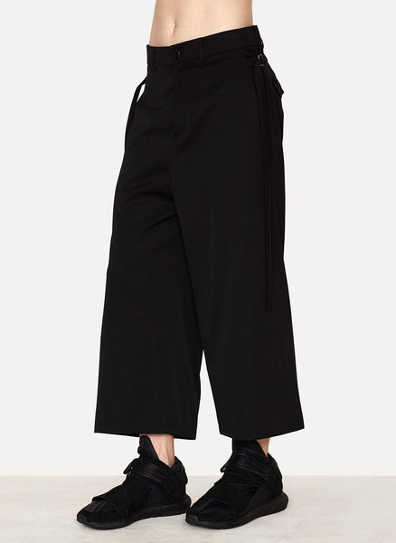 Coal Wool Gabardine Wide Trousers Ponti