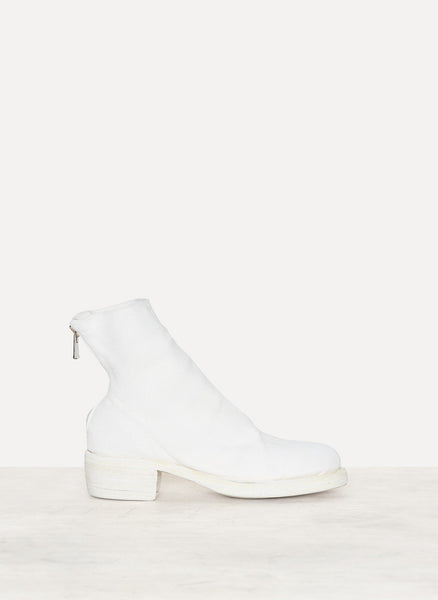 796Z Off White Baby Calf Reverse Back Zip Boots