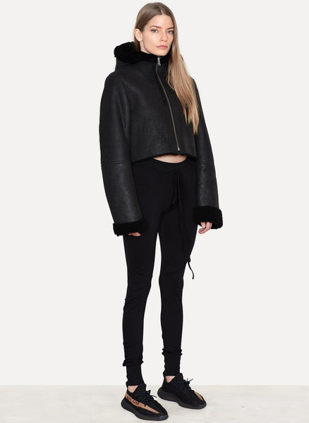 Cropped Hooded Shearling