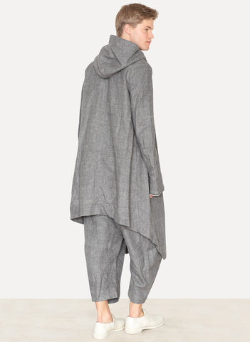 Grey Linen Moleskin Manteau