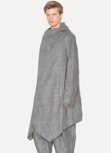 Grey Linen Moleskin Manteau