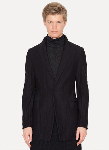 Black Cotton Compact Knit Blazer