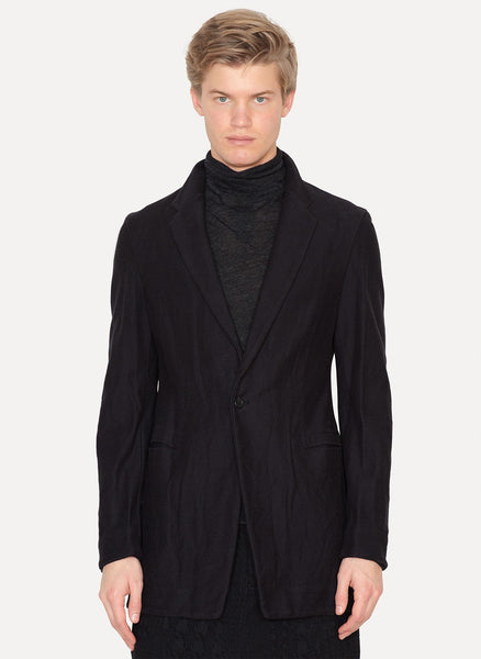 Black Cotton Compact Knit Blazer