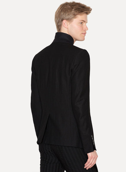 Black Wool Ramie Jacket Essence