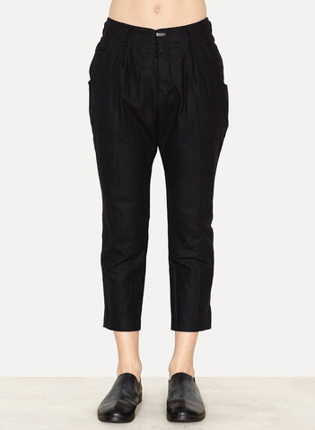 Black Cotton Cropped Pants