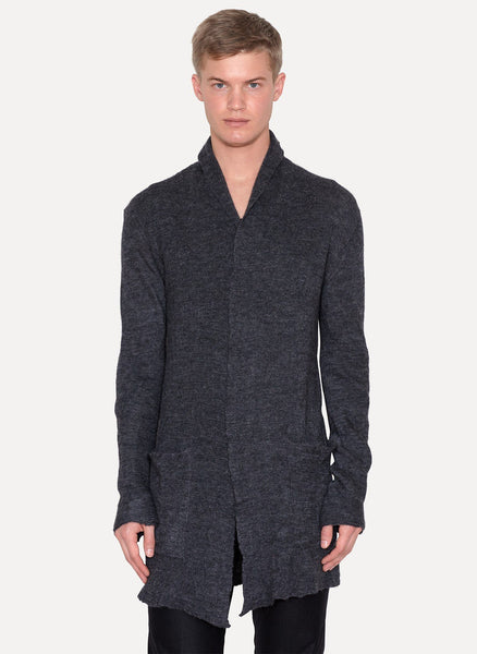 Grey Melange 3d Alpaca Over Cardigan
