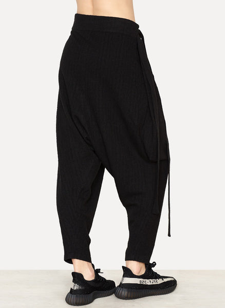 Black Viscose Wool Nasreddin Pant