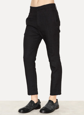 Black Linen Wool Viscose High Waist Trousers Nestor