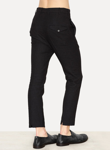 Black Linen Wool Viscose High Waist Trousers Nestor