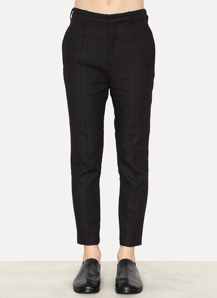 Black Linen Wool Viscose High Waist Trousers Nestor