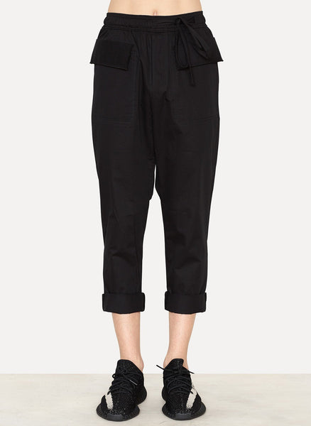 Black Polate Drawstring Trousers