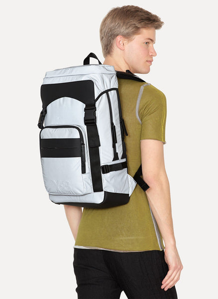 Y-3 Black Nylon Ultratech Reflective Grey Backpack