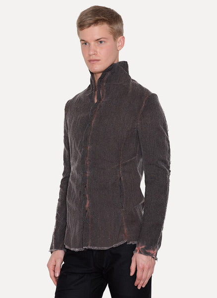 Bordeaux Black Wool Metal Shirt Jacket