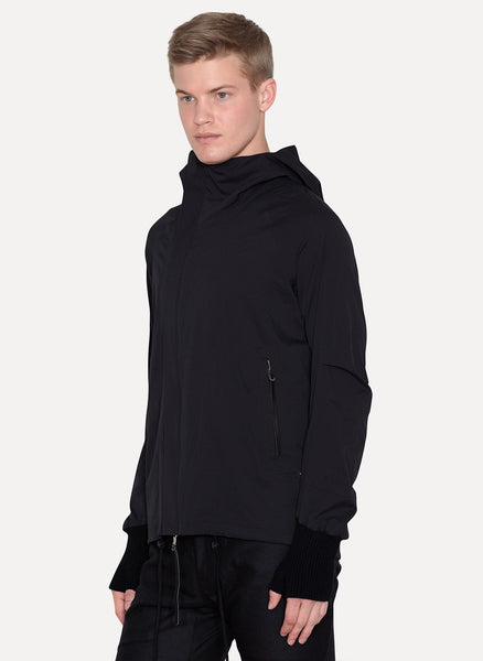 Black Nylon Taped Seams Hooded Parka