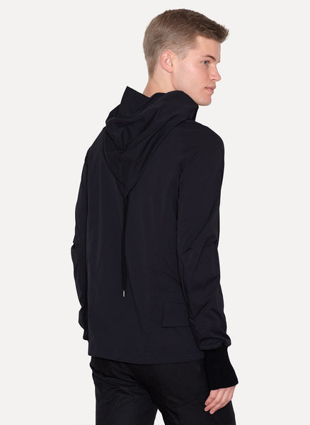 Black Nylon Taped Seams Hooded Parka