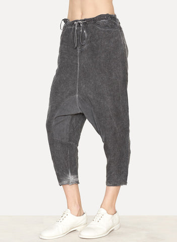Cold Black Linen Tailored Back Pant