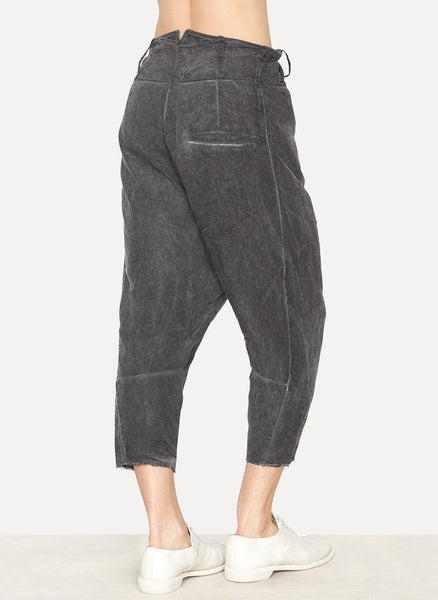 Cold Black Linen Tailored Back Pant