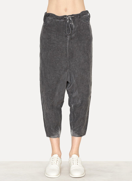 Cold Black Linen Tailored Back Pant