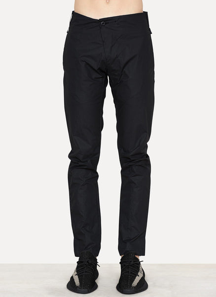 Black Coated Cotton Slim Pant
