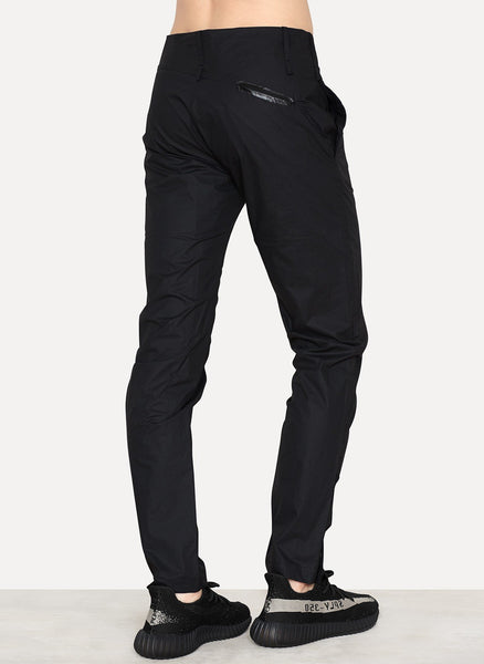 Black Coated Cotton Slim Pant