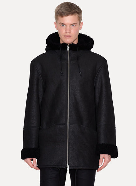 Black Lambskin Hooded Shearling