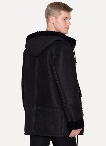 Black Lambskin Hooded Shearling