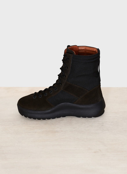 Onyx Shade Calfskin Suede and Nylon Mens Military Boot