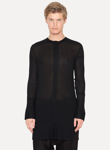 Long Sleeve Collarless Side Split Shirt