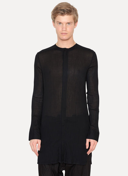 Long Sleeve Collarless Side Split Shirt