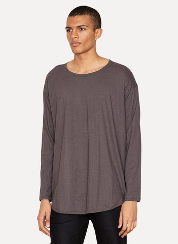 Dark Taupe Cotton Linen T-Shirt