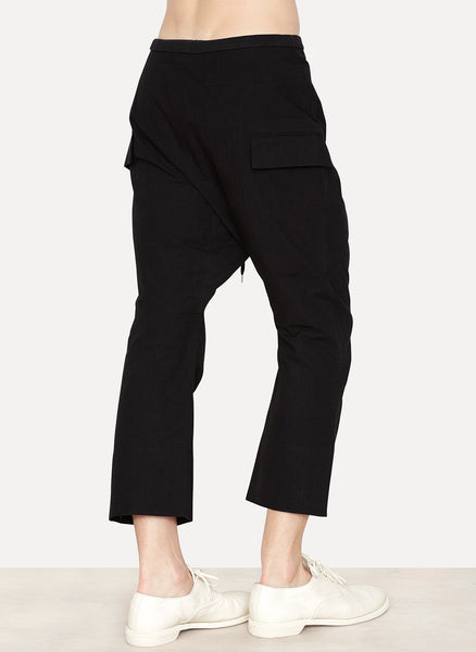 Black Cotton Cropped Pants