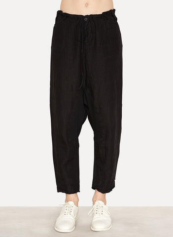 Black Linen Tailored Back Pant