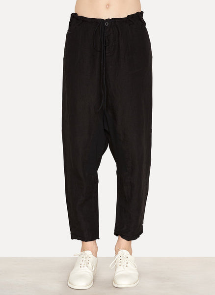 Black Linen Tailored Back Pant
