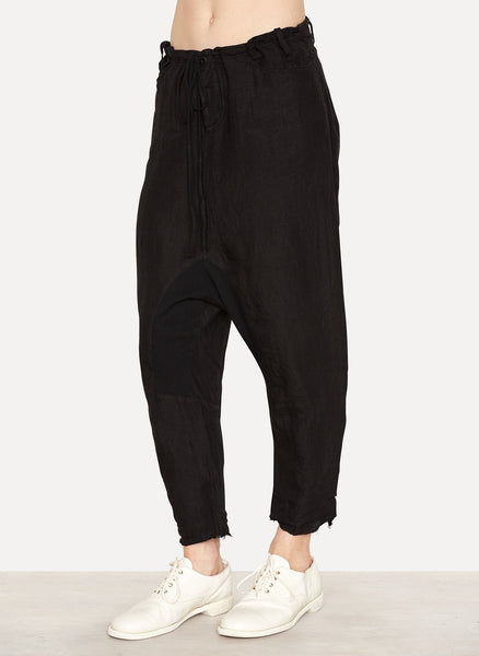 Black Linen Tailored Back Pant