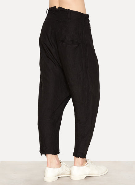 Black Linen Tailored Back Pant